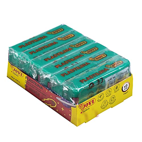 Jovi Plastilina Light Green Non-Drying Modelling Clay for Art & Craft, Pack of 6 Bars - 50gms Each for Fine Motor Skills, Moulding, Pottery Sculpting Project Work with Dough - Image 1