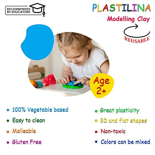 Jovi Plastilina Light Green Non-Drying Modelling Clay for Art & Craft, Pack of 6 Bars - 50gms Each for Fine Motor Skills, Moulding, Pottery Sculpting Project Work with Dough - Image 3