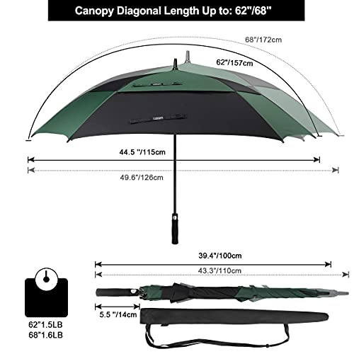 G4Free Extra Large Golf Umbrella 68 inch Square Vented Windproof Auto Open Double Canopy Oversized Stick Umbrella - Image 3