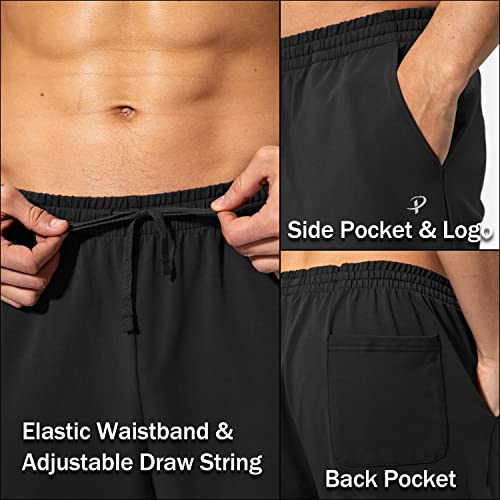 Pudolla Men's Cotton Yoga Sweatpants Athletic Lounge Pants Open Bottom Casual Jersey Pants for Men with Pockets (Black X-Large) - Image 5