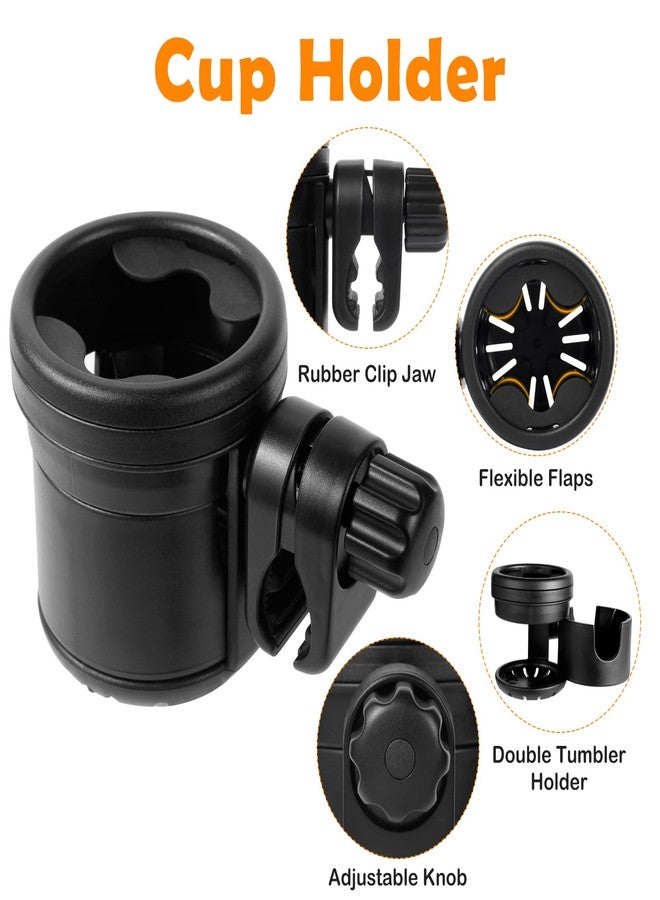 حامل أكواب لعربة الأطفال من Yoamez متوافق مع Doona/Thule/UPPAbaby - حامل أكواب مزدوج مع دوران 360 درجة، مصنوع من مادة ABS والسيليكون، يناسب معظم مقابض عربات الأطفال (0.5 بوصة - 1.7 بوصة). - Image 5