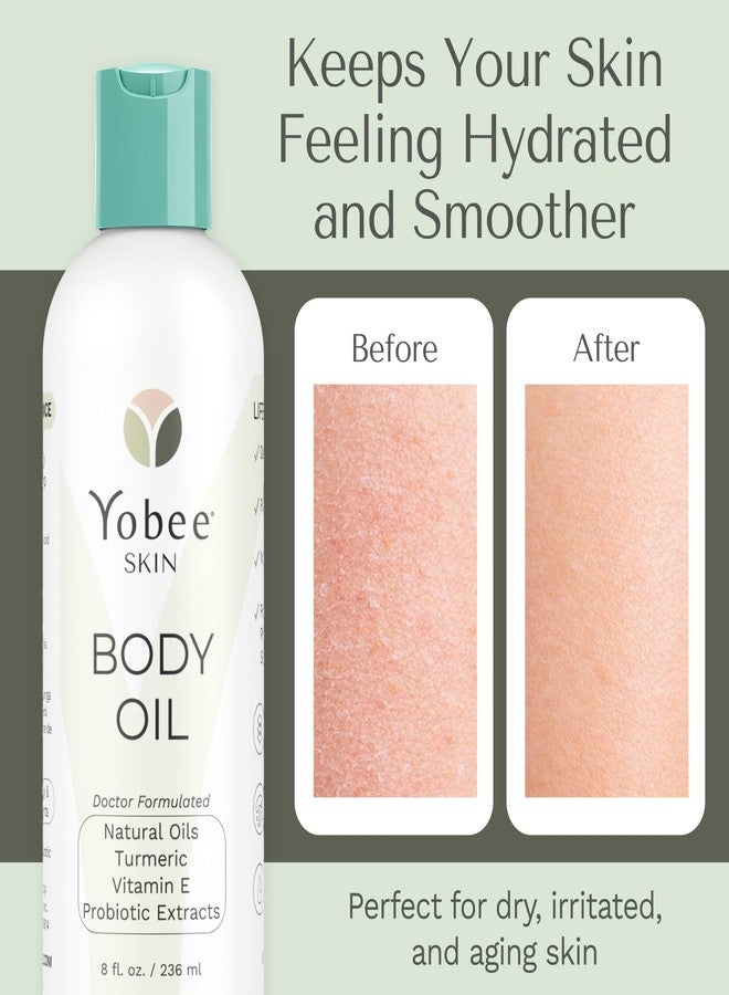 Yobee Probiotic Body Oil for Dry, Itchy, Sensitive Skin, Eczema & Psoriasis, Dermatologist Formulated, Deeply Moisturizing for Hair & Body, Natural Five-Oil Blend with Turmeric, 8oz - Image 3