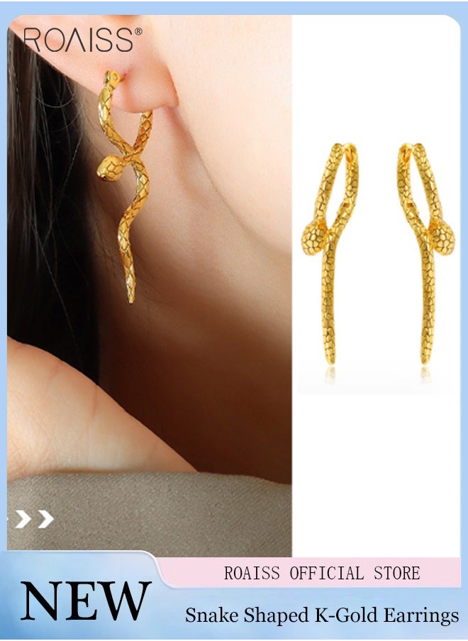 roaiss Stylish And Personalized K Gold Snake-Shaped Earrings For Women Elegant And Elegant Earrings For Daily Wear  - Image 4