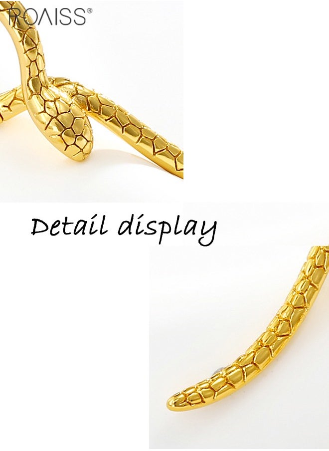 roaiss Stylish And Personalized K Gold Snake-Shaped Earrings For Women Elegant And Elegant Earrings For Daily Wear  - Image 5