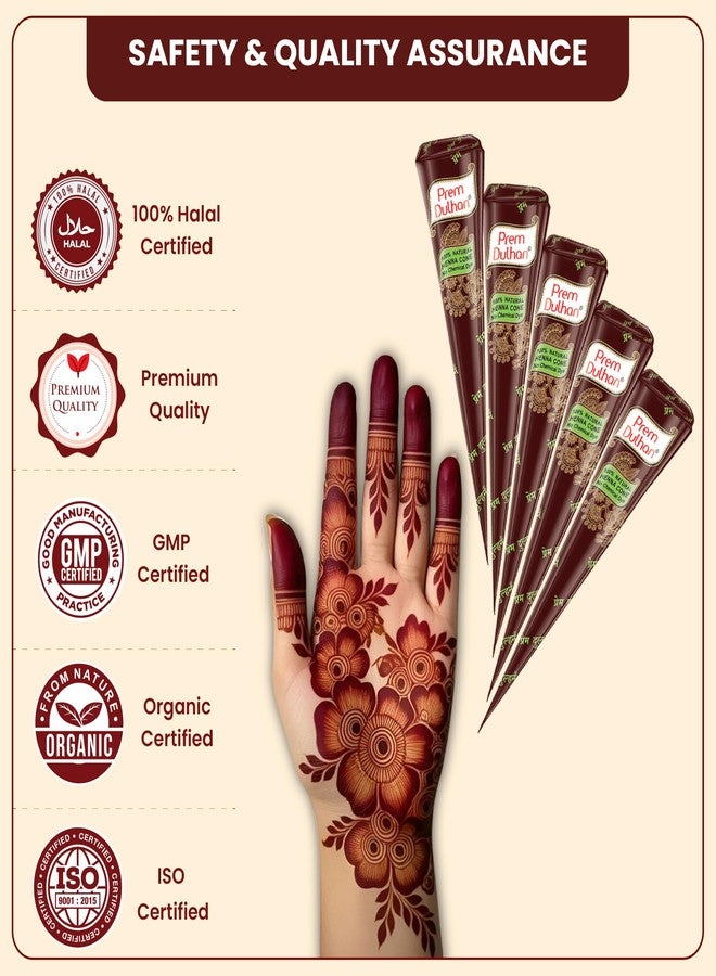 Prem Dulhan Bridal Cone For Wedding Hand Designing | Without Chemical | Long Lasting | For Men Women |of 12 pcs of 35g | Natural Mehandi cone - 1680g (Pack of 4) - Image 4