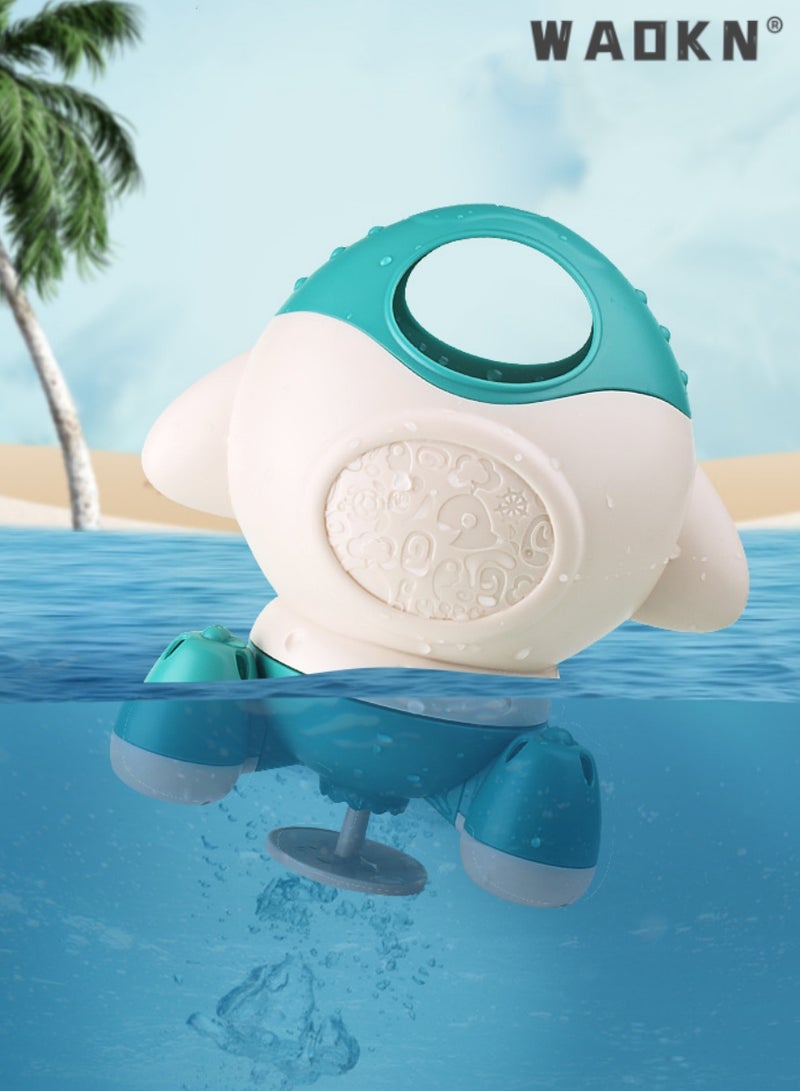 WAOKN Bath Toys for Toddlers, Spray Water Baby Bath Toy, Children's Summer Swimming Pool Tub Bathing Bath Toys Baby Bathroom Rotating Water Jet Rocket Shower Toys Gift for Toddlers Green - Image 1