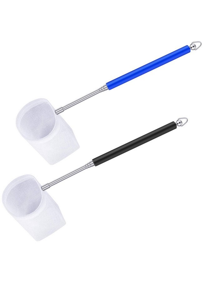Sumind 2 Pieces Fish Tank Shrimp Net Extendable Handle Shrimp Net Aquarium Stainless Steel Small Fishing Net Fish Shrimp Skimming Net with Adjustable Handle for Aquarium Fish Tank Pond (5 cm, Blue, Black)  - Image 1