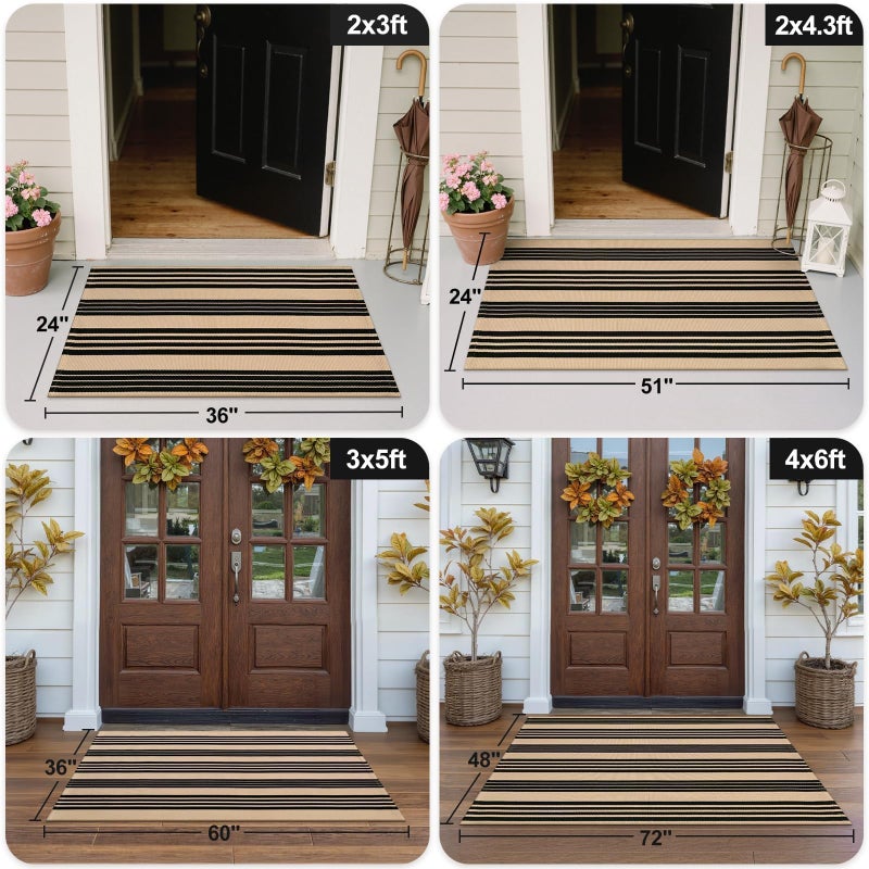 OJIA Front Door Mat 24"x51", Machine Washable Porch Rug Outdoor Door Mat Striped Entryway Rugs Indoor Outdoor Rugs Cotton Woven Entry Rug for Kitchen/Bathroom/Farmhouse/Home Entrance - Image 3