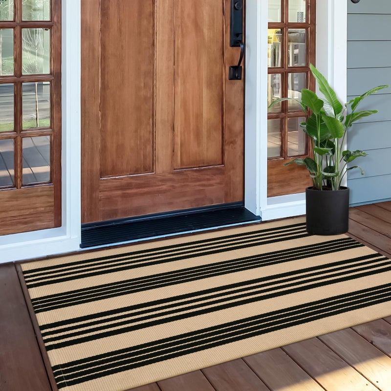 OJIA Front Door Mat 24"x51", Machine Washable Porch Rug Outdoor Door Mat Striped Entryway Rugs Indoor Outdoor Rugs Cotton Woven Entry Rug for Kitchen/Bathroom/Farmhouse/Home Entrance - Image 1