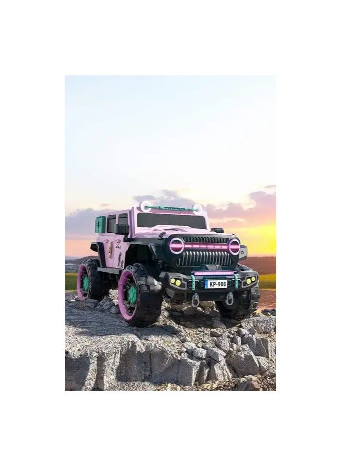 Electric ride-on car for children, 2024 car dazzling with its colors and wonderful design, new car 4×4 (pink), pink - Image 3