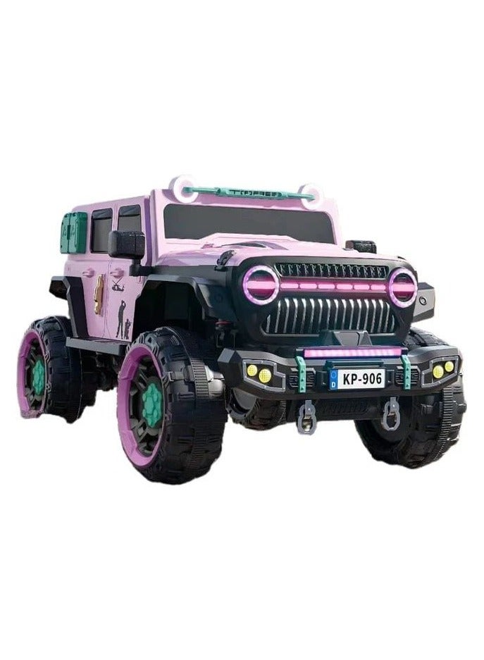 Electric ride-on car for children, 2024 car dazzling with its colors and wonderful design, new car 4×4 (pink), pink - Image 1