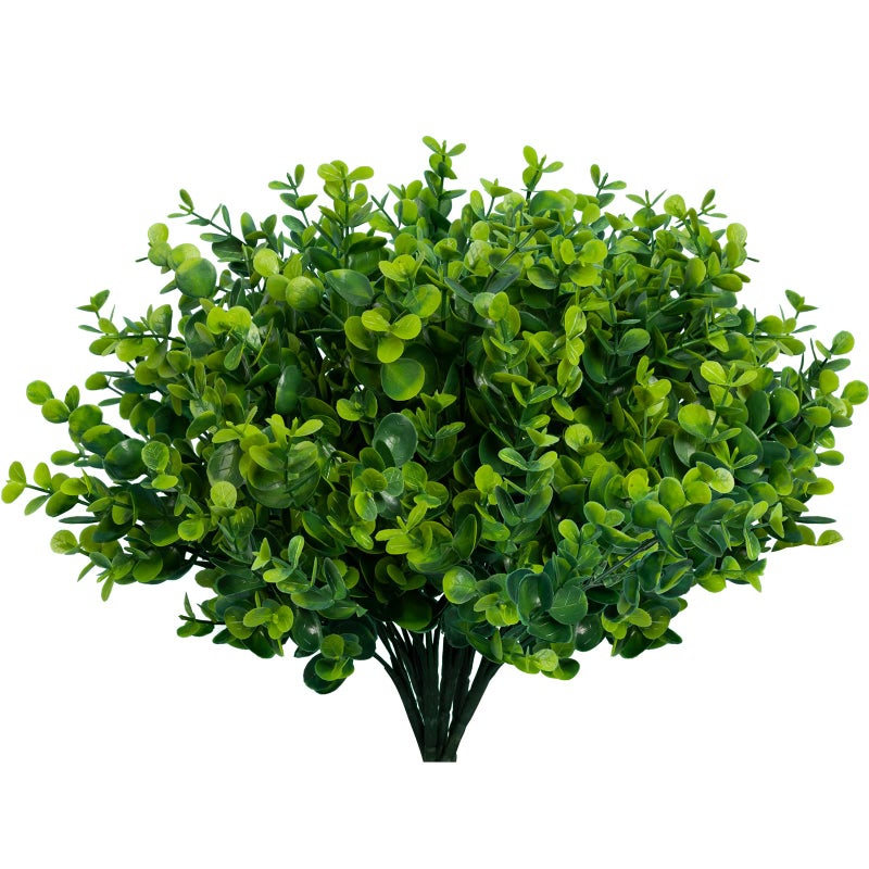 Lnoicy Artificial Greenery Plants Outdoor UV Resistant Fake Plants Boxwood Shrubs Grass10 Bundles for Farmhouse Home Garden Office Patio Backyard Wedding and Indoor Outdoor Decoration