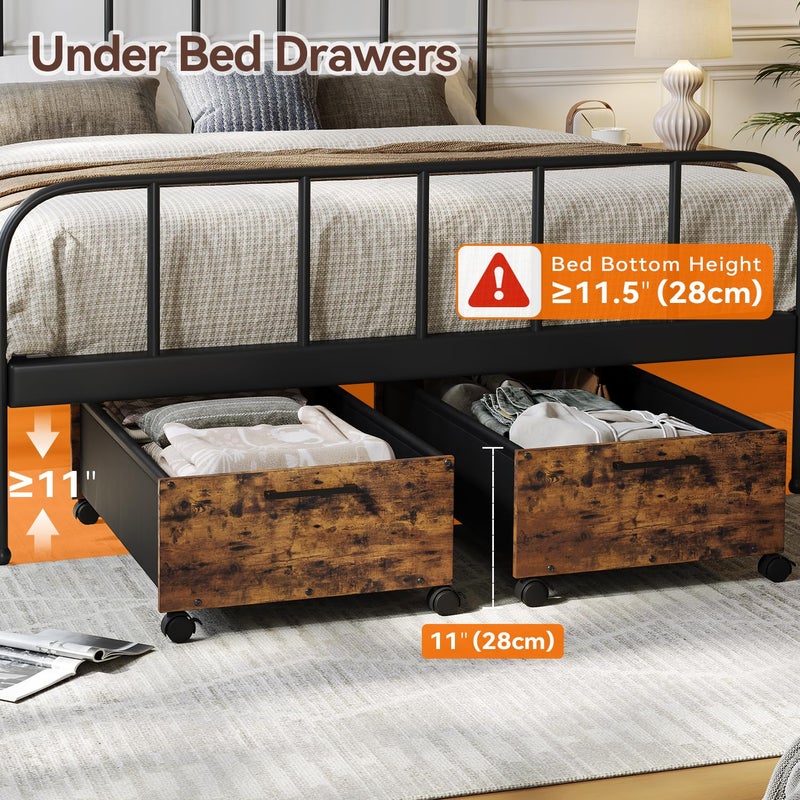 FOUCSSOMEI Under Bed Storage with Wheels, Wooden Under Bed Drawers On Wheels, Rolling Under Bed Shoe Storage, Space Saving, Rustic Brown,90L - Image 4