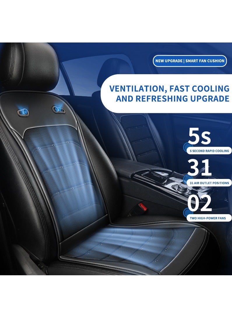 Cooling Car Seat Cushion Automotive Cooling Car Seat Cover Air Conditioning Seat Cover with 2 Cooling Fans for Summer, Road Trips, Cars, Trucks, SUV Seat, 8 Fans~24V (Black) - Image 1