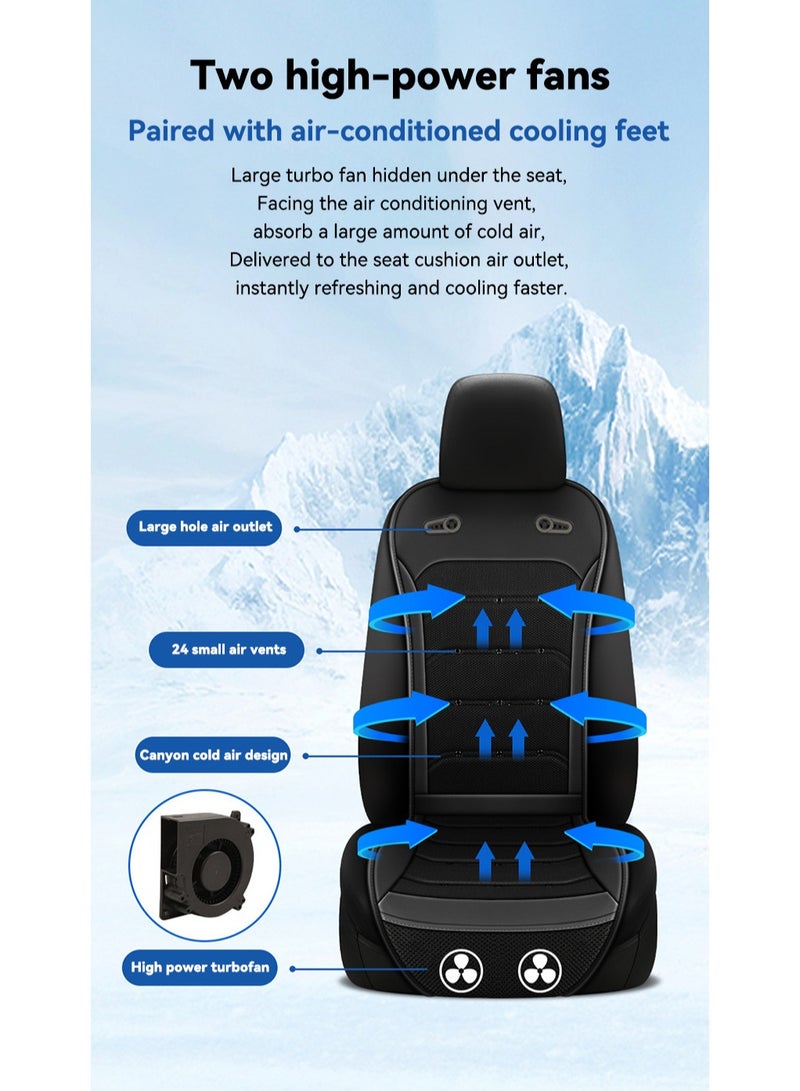 Cooling Car Seat Cushion Automotive Cooling Car Seat Cover Air Conditioning Seat Cover with 2 Cooling Fans for Summer, Road Trips, Cars, Trucks, SUV Seat, 8 Fans~24V (Black) - Image 4