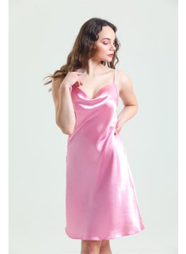 Magic Form 7790 Women's Pink Cowl Neck Satin Nightgown  - Image 1