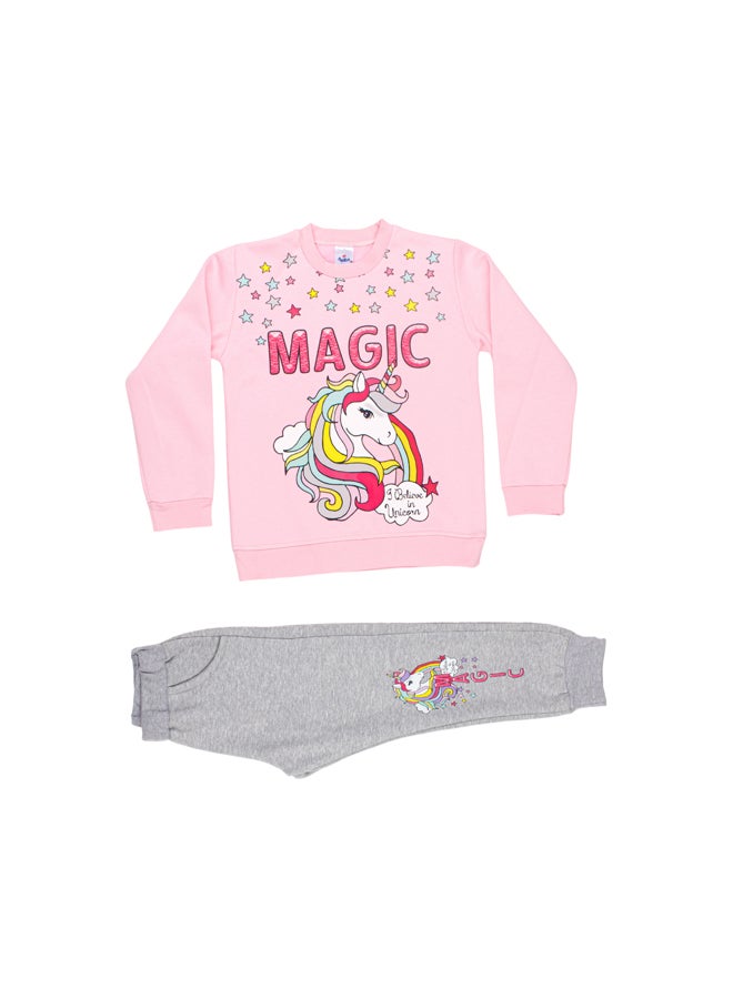 Papillon Girl Melton Printed Winter Pajama Set