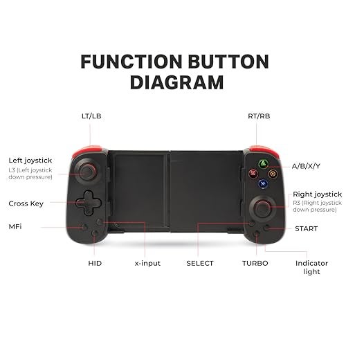 NITHO Wireless Mobile Gaming Controller for iOS & Android Phones, PC, Tablets, Switch | Adjustable Size, Turbo, RGB LED lights, Gamepad for Cloud Gaming, PS Remote Play, Arcade MFI Games - Image 2