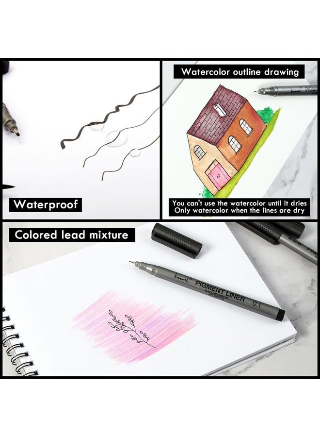 Brusarth Extra Fine Point Writing Pens: 3 Pack, 0.25mm, Black Micro-Pen Fineliner Waterproof Archival Ink Pens for Art Watercolor, Sketching, Anime, Manga, Design for Beginners & Artists - Image 2
