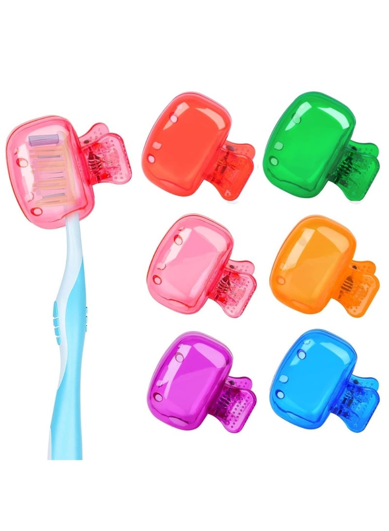LIMOS 6 Pack Toothbrush Cover Portable Travel Toothbrush Protector Coverings Clips Cap Brush Plastic Clip's Covers for Household Travel, Camping, Bathroom (Multicolor) (Pack of 6) - Image 1