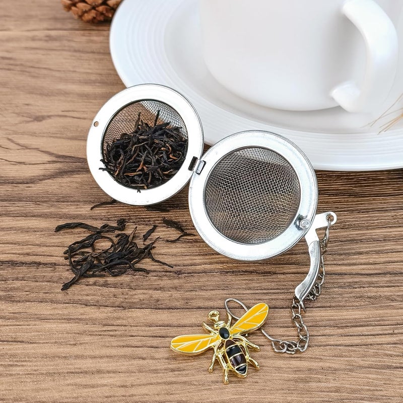 YOIYINI Stainless Steel Mesh Tea Infuser, 2.1 inch Tea Ball with Honey Bee Pendant Tea Strainer Tea Diffuser Tea Steeper for Filtering Tea,Tea Infusers for Loose Tea (Bee, 2PC) - Image 4
