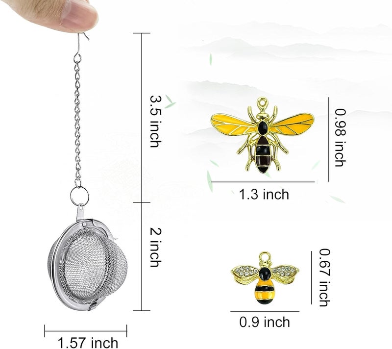 YOIYINI Stainless Steel Mesh Tea Infuser, 2.1 inch Tea Ball with Honey Bee Pendant Tea Strainer Tea Diffuser Tea Steeper for Filtering Tea,Tea Infusers for Loose Tea (Bee, 2PC) - Image 2