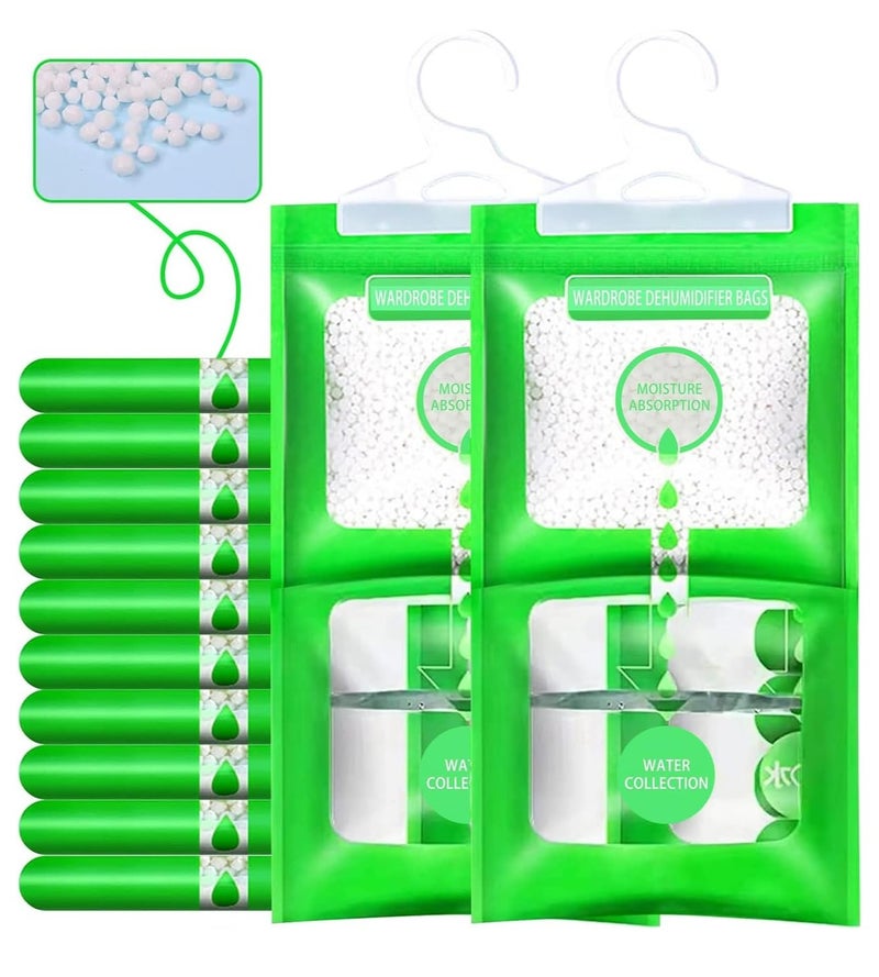 ماهمير® اكياس معلقة ماصة للرطوبة ومزيل للروائح الكريهة للتخلص من الرطوبة في الخزانة والسيارات وخزائن الملابس والقبو وشنطة صالة الالعاب الرياضية | اكياس رطوبة للخزانة وخزانة الملابس - عبوة من 10 قطع - Image 1