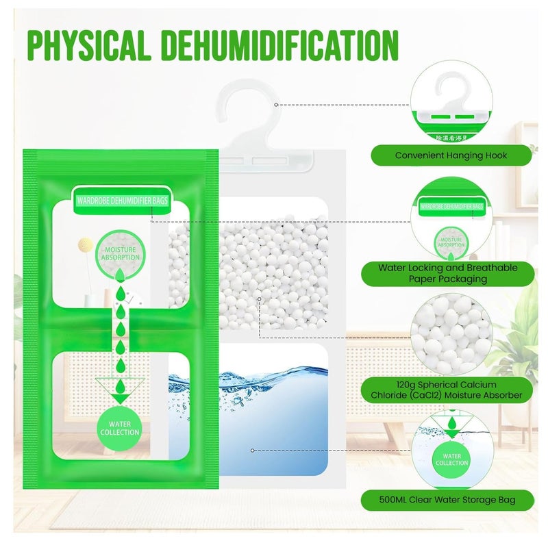 ماهمير® اكياس معلقة ماصة للرطوبة ومزيل للروائح الكريهة للتخلص من الرطوبة في الخزانة والسيارات وخزائن الملابس والقبو وشنطة صالة الالعاب الرياضية | اكياس رطوبة للخزانة وخزانة الملابس - عبوة من 10 قطع - Image 4