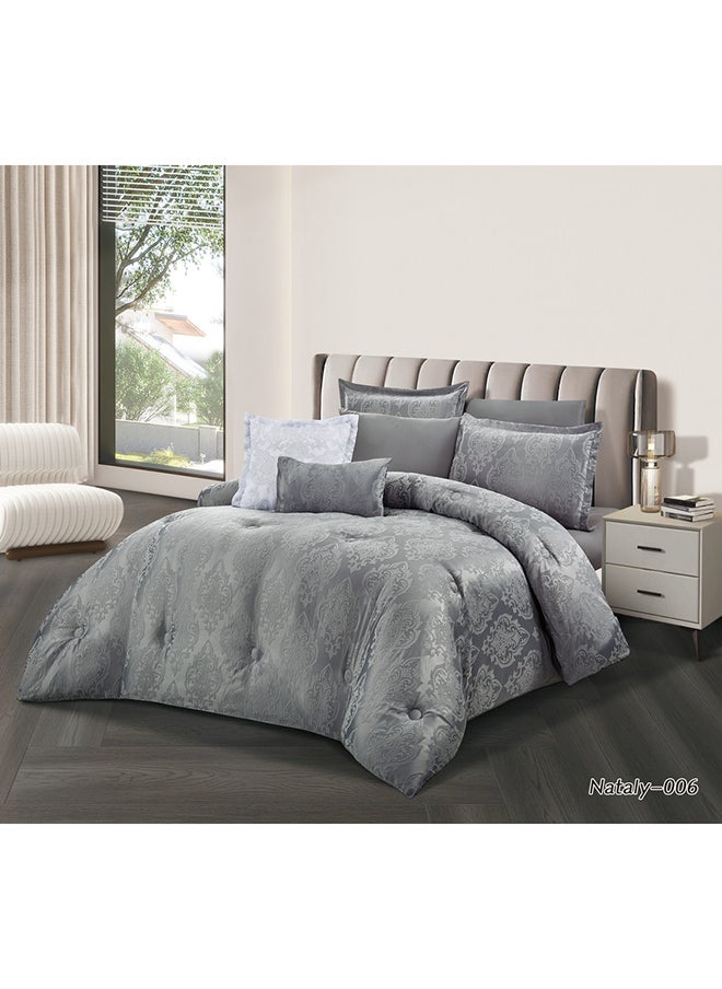 Hours - Comforter Set With Soft Silky Jacquard Fabric And A Modern And Distinctive Pattern That Satisfies All Tastes 8 Pieces King Size - Image 1