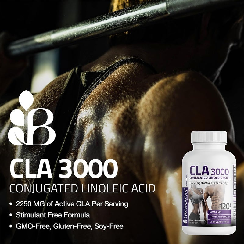 Bronson CLA 3000 Extra High Potency Supports Healthy Weight Management Lean Muscle Mass NonStimulating Conjugated Linoleic Acid 90 Softgels - Image 3