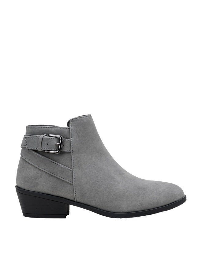 Vepose Women's Short Ankle Boots, Low Heel Western Cowboy Booties, 911 - Grey, Gray, Size 7.5 US - with Buckle Side Zipper (CJY911 Grey 07.5) - Image 1
