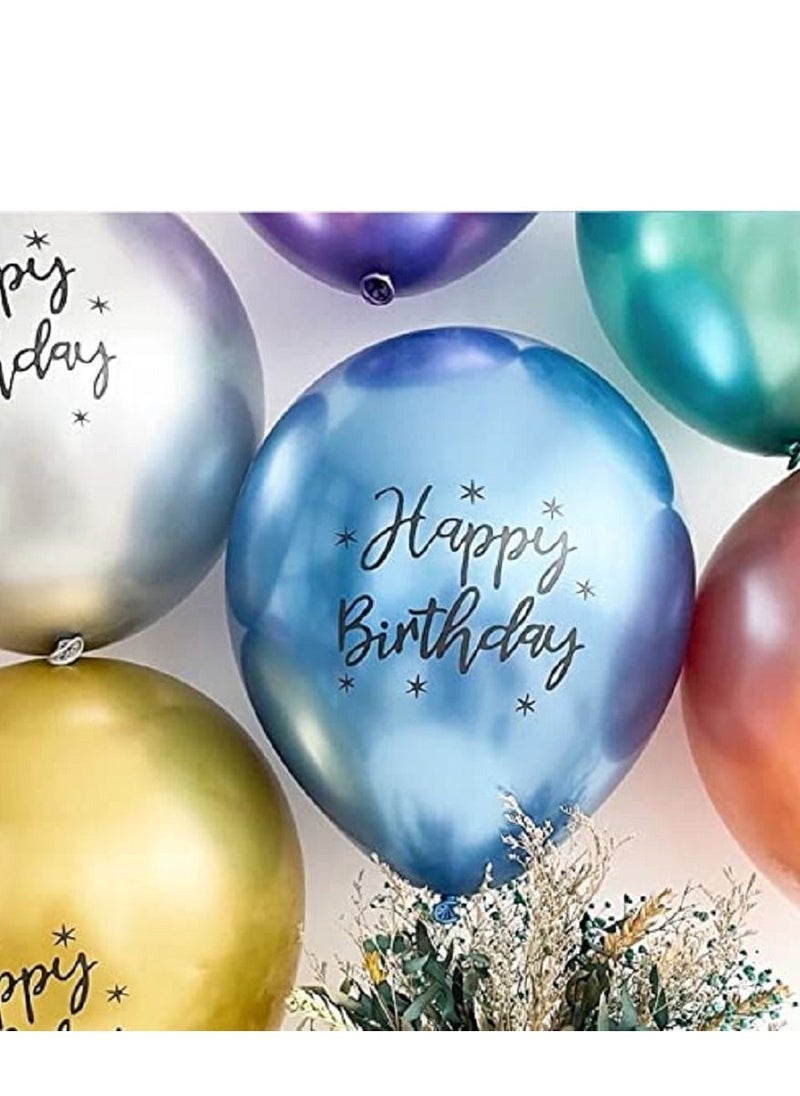 Party Propz Happy Birthday Printed Metallic Chrome Balloons 10pcs - Image 3