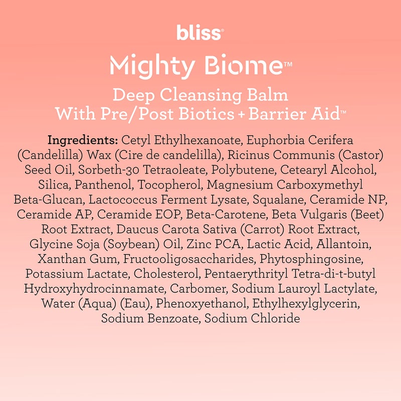 Bliss Mighty Biome Deep Cleansing Balm - 3.0 Oz - Dissovlves Waterproof Makeup & Impurities - Pre/Post Biotics + Barrier Aid - Antioxidants Balance Skin Barrier - Clean - Vegan - Image 4