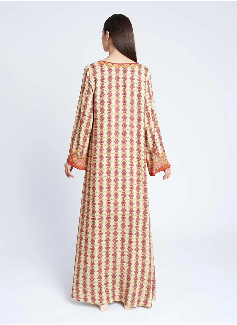 كشخة Digital Quarter Foil Print Rayon Jalabiya