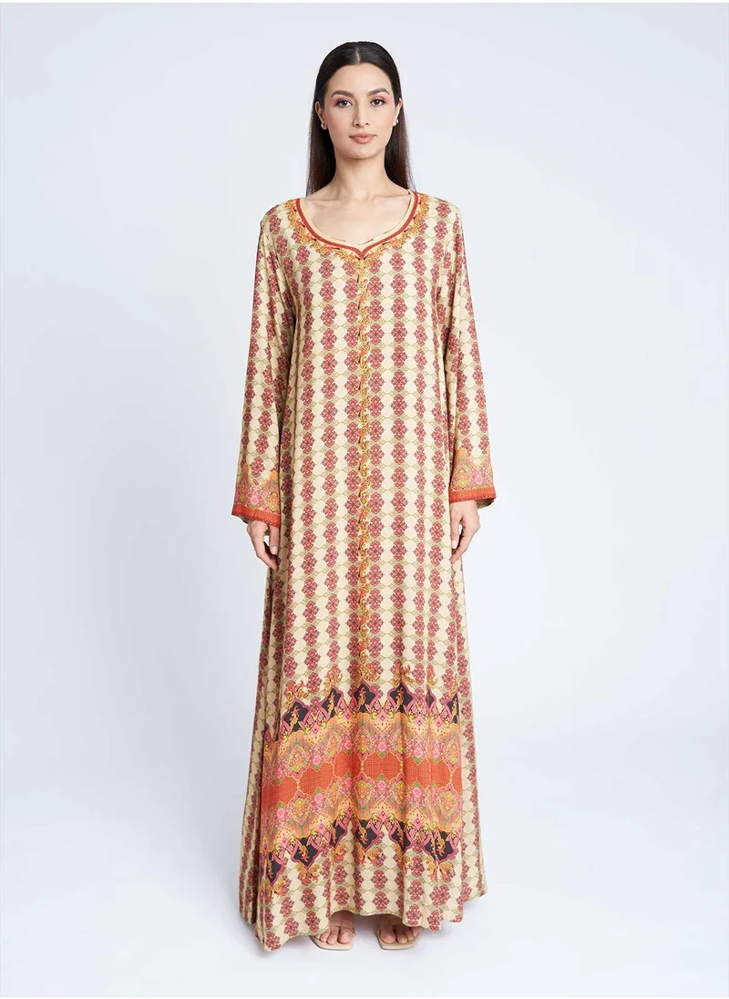 كشخة Digital Quarter Foil Print Rayon Jalabiya
