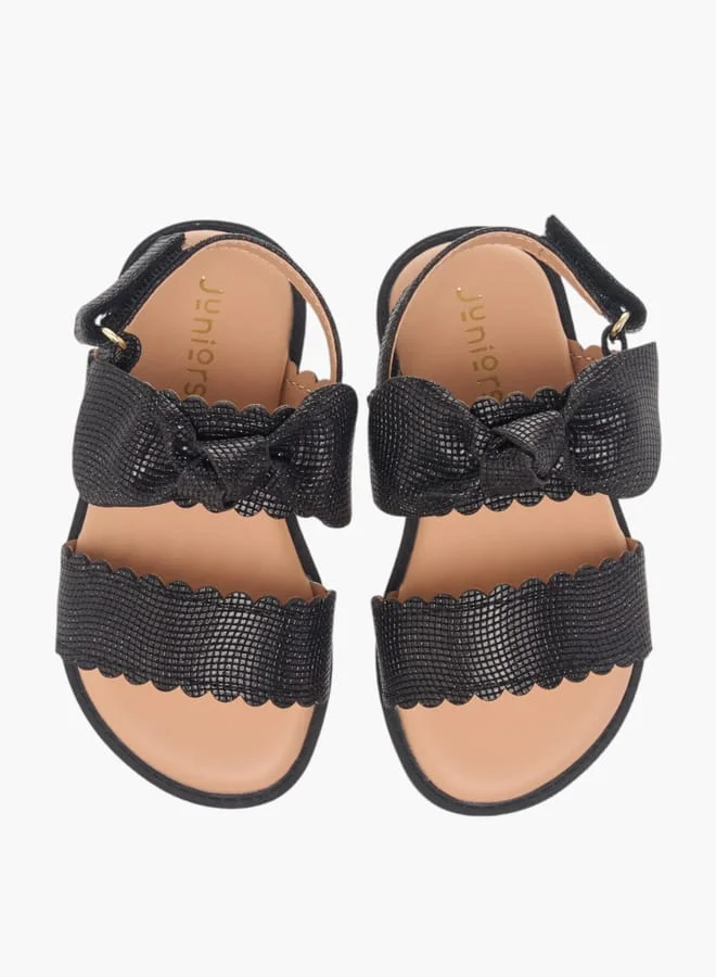 JUNIORS Girls Bow Applique Sandals With Hook And Loop Closure