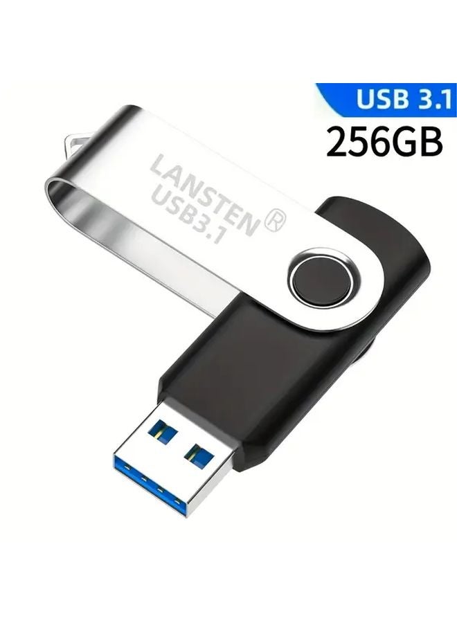 LANSTEN 256GB USB 3 1 Flash Drive High Speed Metallic Rotating Design Portable Storage - Image 1