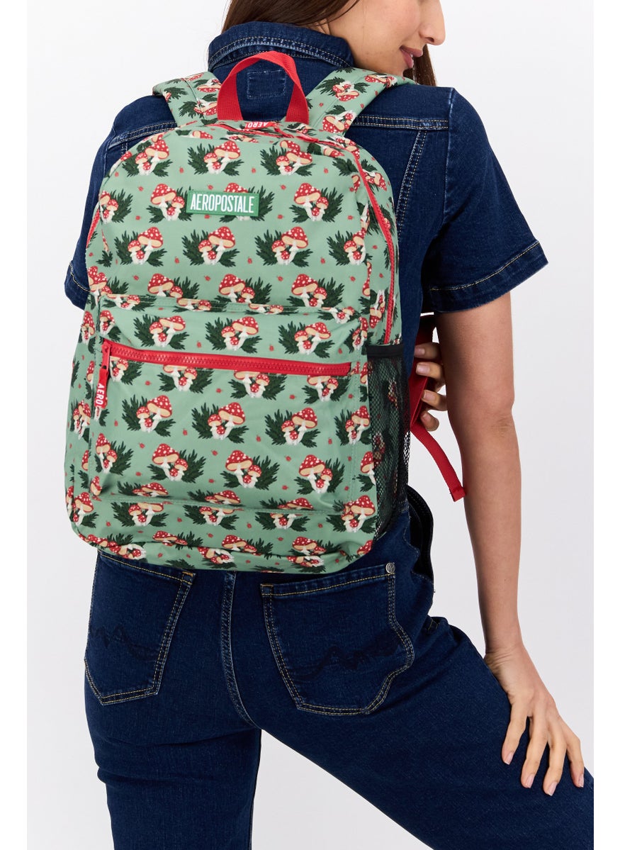 Aeropostale Women Allover Print Backpack Bag 42 H x 30 L x 13 W cm, Olive  - Image 2