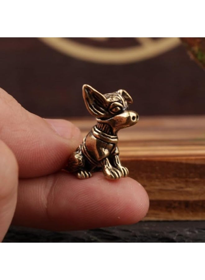 My Souq Store: Mini Brass Chihuahua/Terrier Dog Figurine Single Antique Desktop Accent Sculpture - Image 3