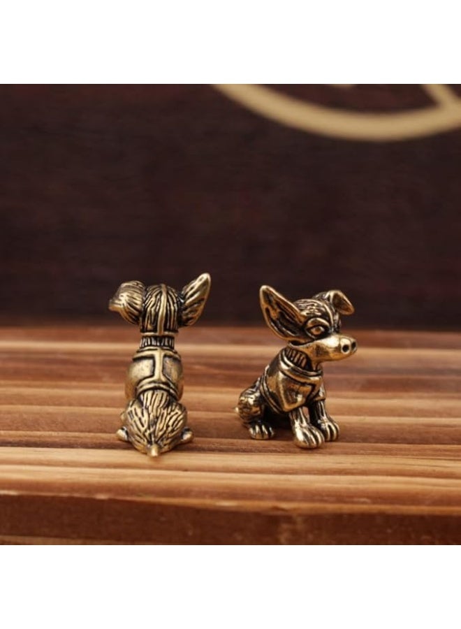 My Souq Store: Mini Brass Chihuahua/Terrier Dog Figurine Single Antique Desktop Accent Sculpture - Image 2