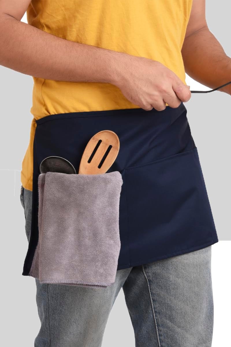 adhyah adhyah TrendyUniform Kitchen Waist Apron For Men Women Complete Range Short Long Used In Restaurant  - Image 2