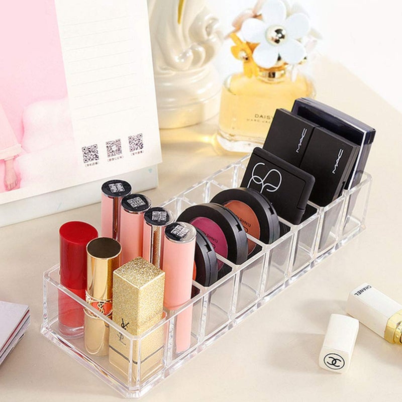 Weiai Clear Acrylic Compact Organizer, Blushes Highlighters Eyeshadow Powder Makeup Organizer Holder for Vanity, 8 Slots - Image 4