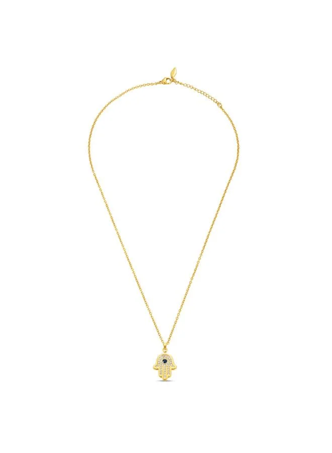 بوليس Vision Gold Plated Hamsa Hand Fatima White and Aqua Necklace, Earrings, Bracelet Set Box for Women