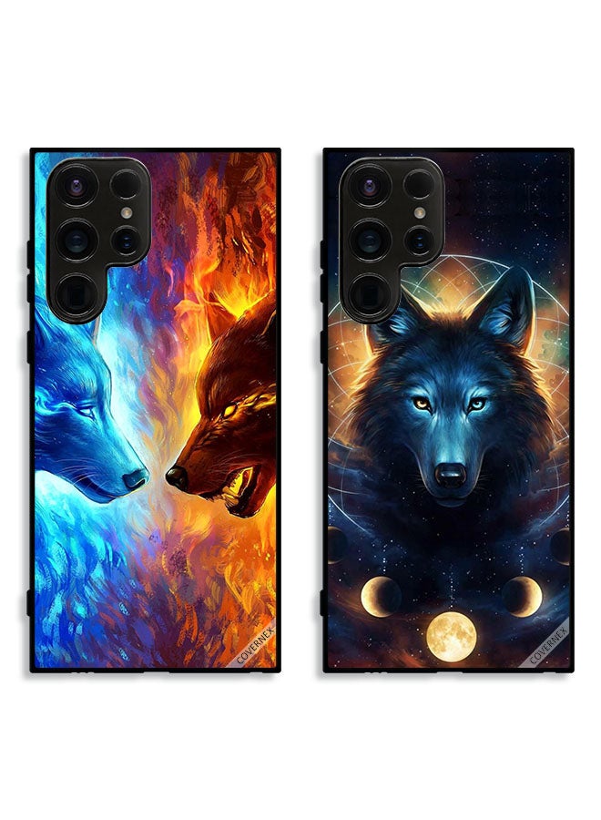 Covernex Two Cases For Samsung Galaxy S23 Ultra 5G Protective Covers Wolf and Space  - Image 1
