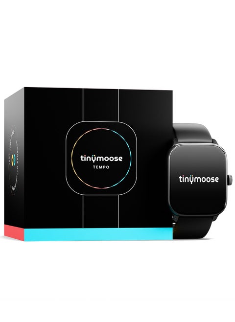 Smartwatch Tempo With 1.43 inch HD AMOLED Display / 15 Day Battery Life / 100+ Sport Modes / IP68 Waterproof / Bluetooth Calling / Heart Rate Monitoring / SPO2 / GPS / Ultra Smart Watch - Midnight Black