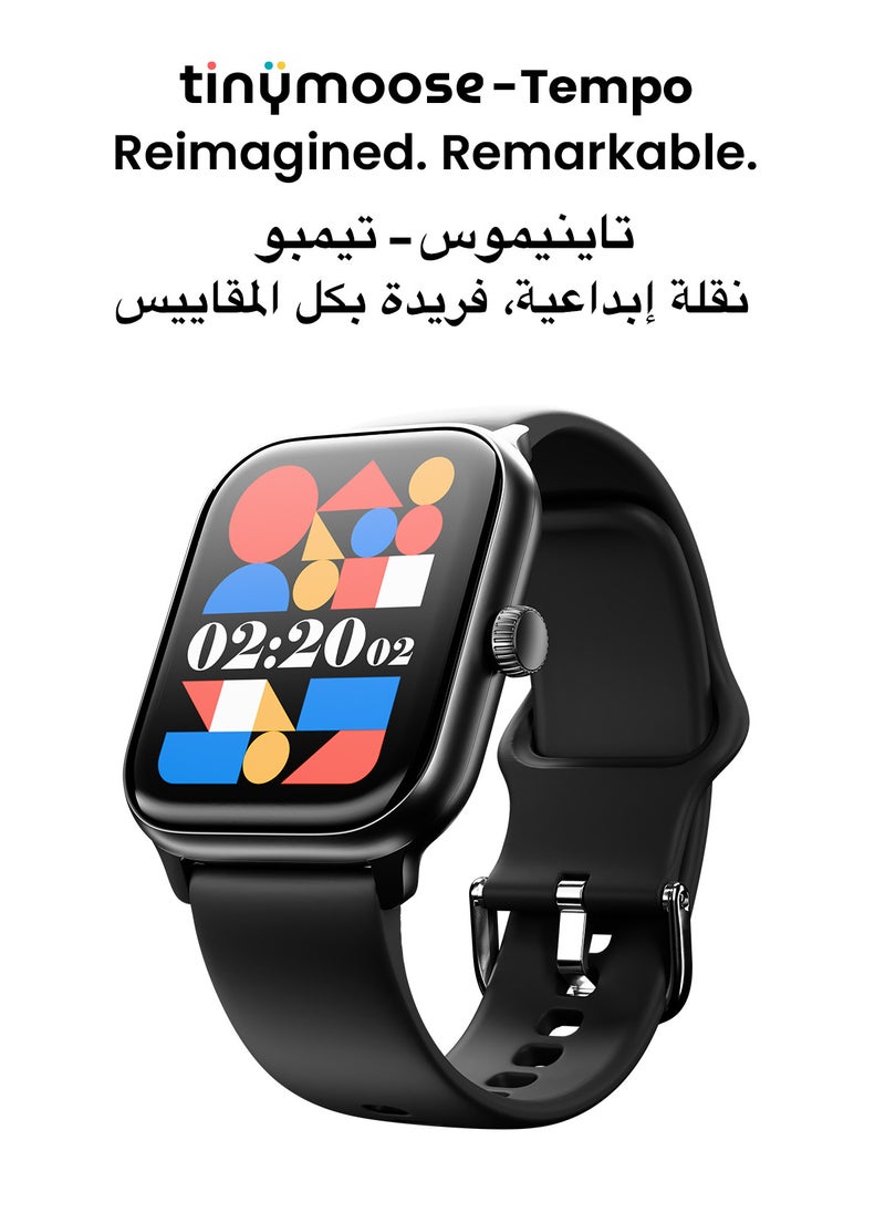 TinyMoose Smartwatch Tempo With 1.43 inch HD AMOLED Display / 15 Day Battery Life / 100+ Sport Modes / IP68 Waterproof / Bluetooth Calling / Heart Rate Monitoring / SPO2 / GPS / Ultra Smart Watch - Midnight Black  - Image 3