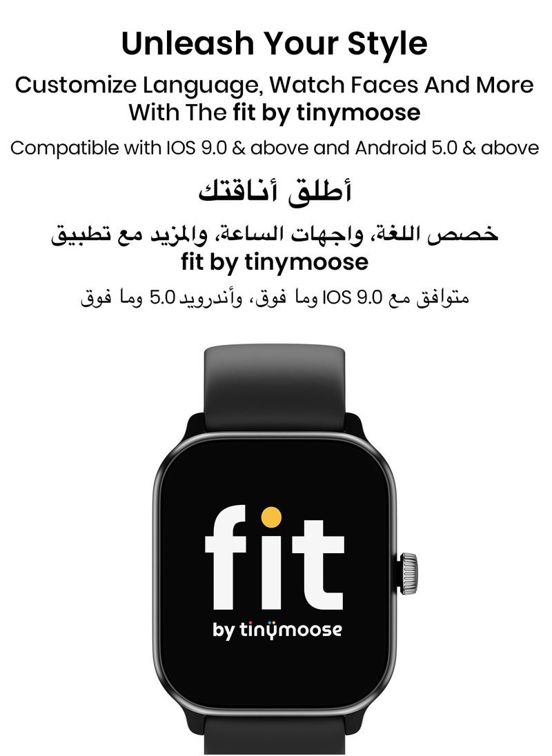TinyMoose - Smartwatch Tempo With 1.43 inch HD AMOLED Display / 15 Day Battery Life / 100+ Sport Modes / IP68 Waterproof / Bluetooth Calling / Heart Rate Monitoring / SPO2 / GPS / Ultra Smart Watch - Midnight Black - Image 1