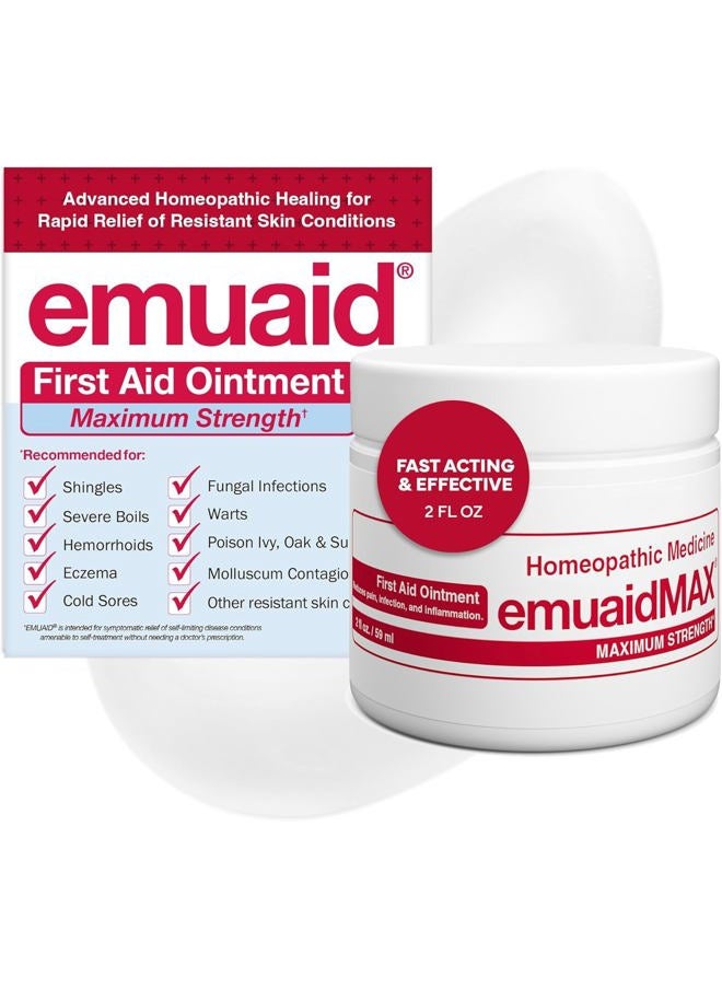 Emuaid EMUAIDMAX Ointment for Itchy Skin, Maximum Strength Treatment for Athlete's Foot, Psoriasis, Jock Itch, Rash, Eczema, Cold Sores, Blisters, and Yeast Infection, 2oz  - Image 1