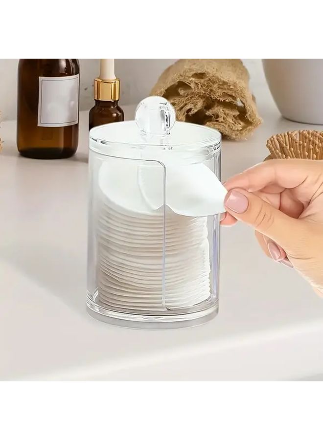 علبة تخزين مناديل مزدوجة الطبقة مستديرة وقطن تجميلي 10 × 9 × 7 منظِّم محمول - Image 1