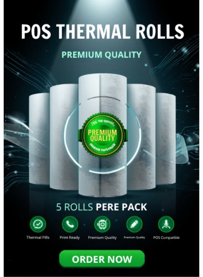 MADIBA POS THERMAL PAPER ROLL  5 ROLLS PER SHRINK - Image 4